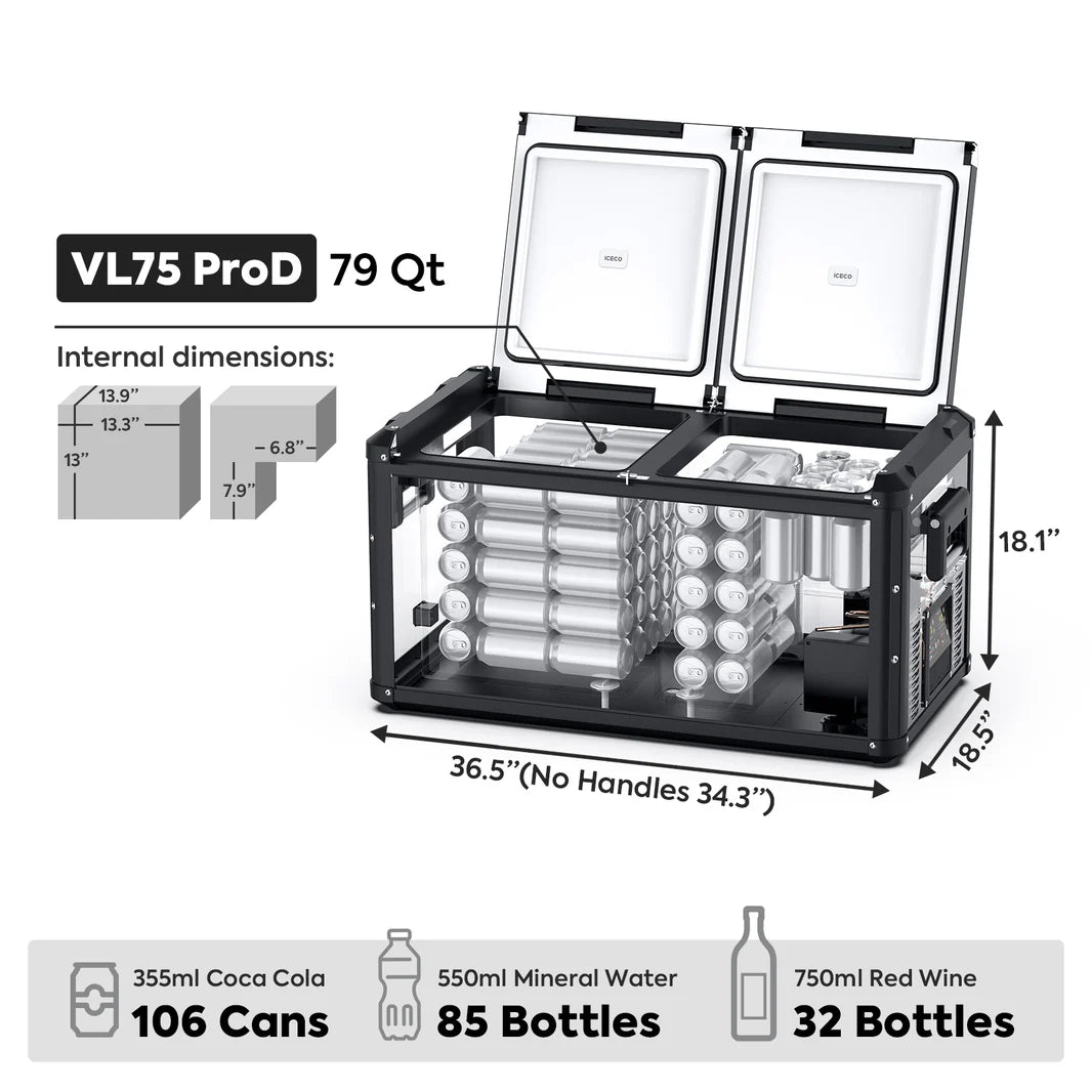 Refrigerateur/Congelateur ICECO 75L Double Compartiments - Vert - BYD Shark 2024+