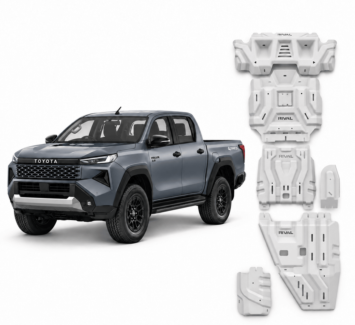 Kit 4 blindages aluminium 6 mm Toyota Hilux Travo 2026+ – RIVAL4X4 - Toyota Hilux 2026+