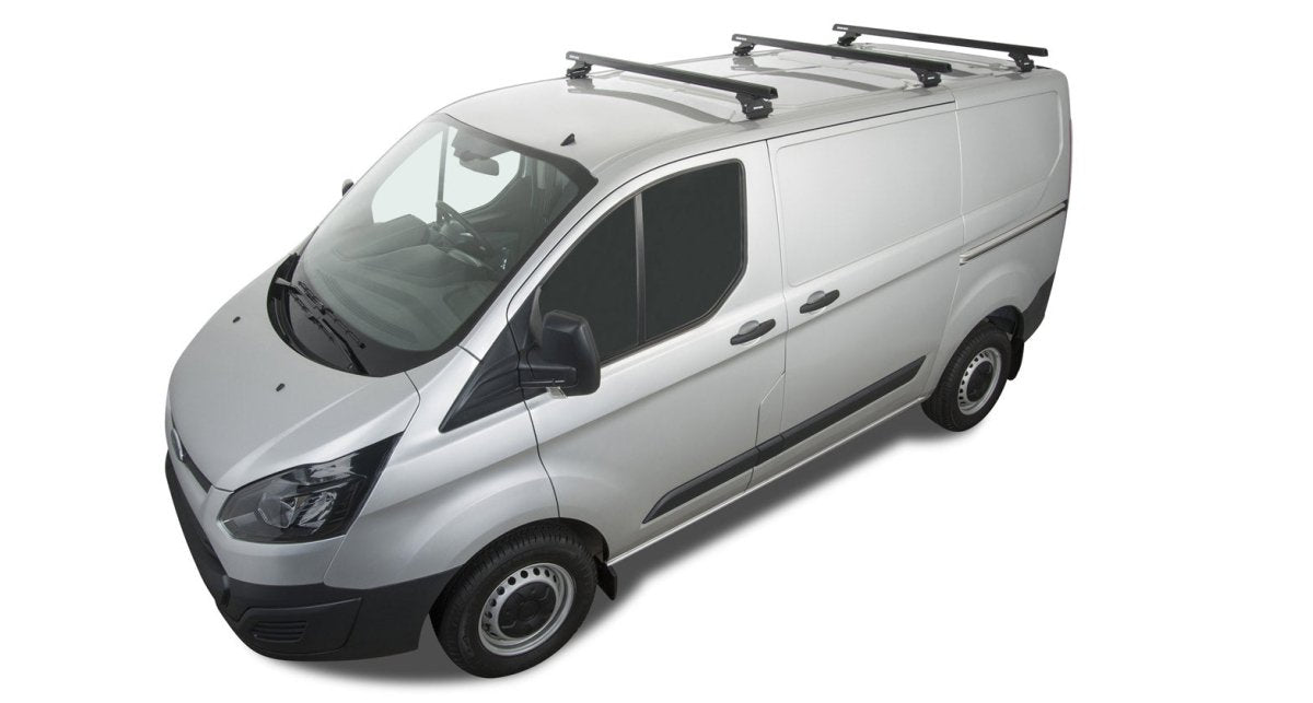 Kit 3 barres de toit noire Heavy Duty avec pieds RLTP Ford Transit Custom 2014+ - RHINO-RACK -