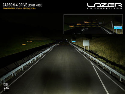 LAZER LAMPS Carbon-4 Conduite Gén.3 - Fixation Latérale — Phare LED Compact - BYD Shark 2024+