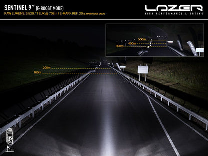 LAZER LAMPS Sentinel 9'' Chrome - Support Slim — Phare Additionnel LED - BYD Shark 2024+