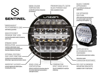 LAZER LAMPS Sentinel 9''- Support Slim — Phare Additionnel LED 9520 lm - BYD Shark 2024+
