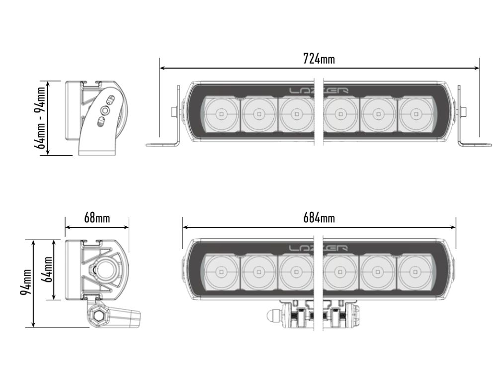 LAZER LAMPS T16 Évolution — Barre LED Slim 16544 lm - BYD Shark 2024+