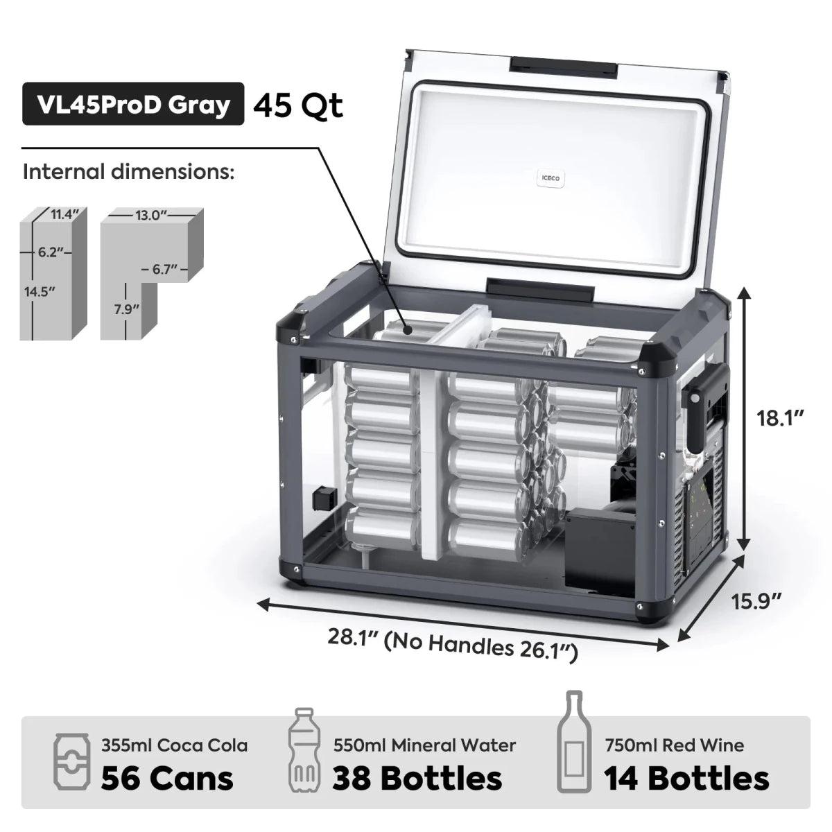 Refrigerateur/Congelateur ICECO 45L Double Compartiments - Vert Olive - BYD Shark 2024+