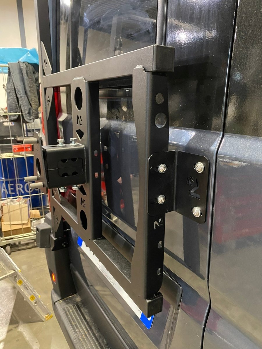 Porte roue de secours en inox sur porte arrière gauche Fiat Ducato Campeo N4-Offroad - Fiat Ducato 2006+